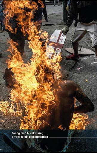 Venezuela-rightwing demonstratons are violent and have lynched dozens by burning